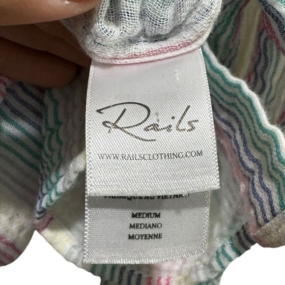 Rails Ellis Iris Gauze Long Sleeve Blouse Stripes Summer Medium - Picture 7 of 12